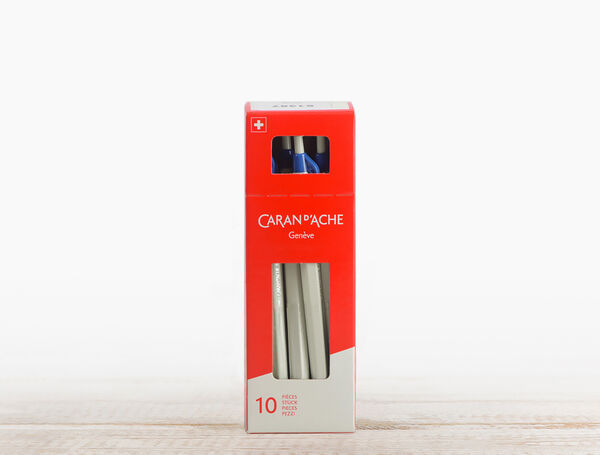 Caran Dache Ballpoint Pen, White, With SwissRide Blue Medium Cartridge